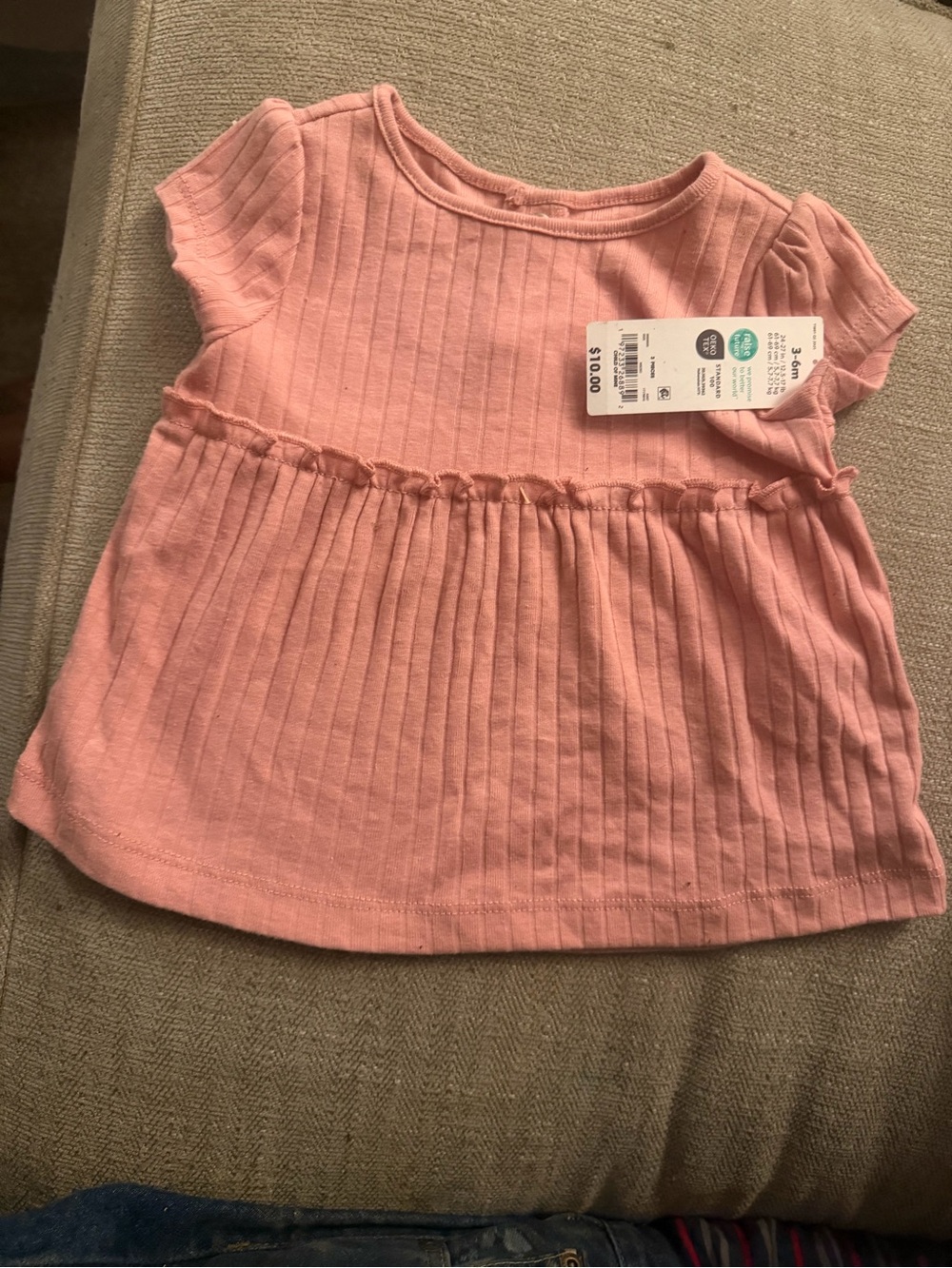 Carter's Light Pink Ribbed Short-Sleeve Baby Top